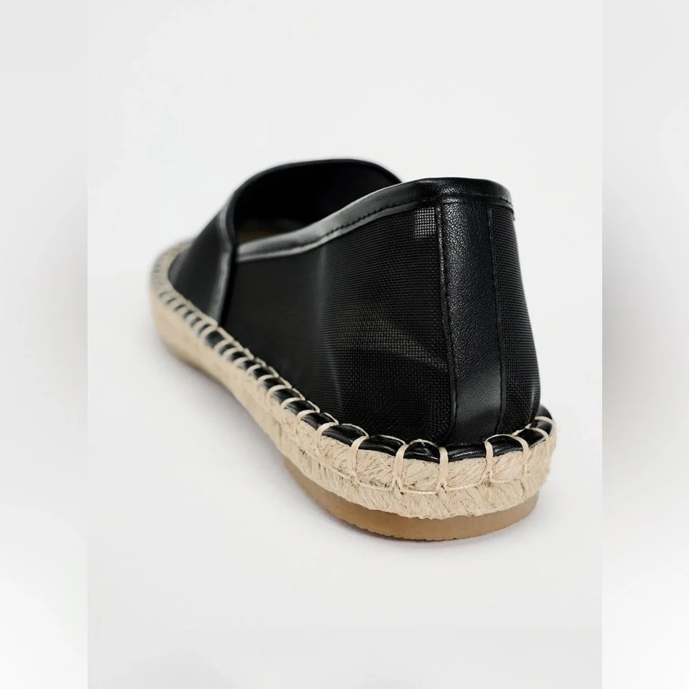 New ZARA Mesh Espadrilles With Jute Soles